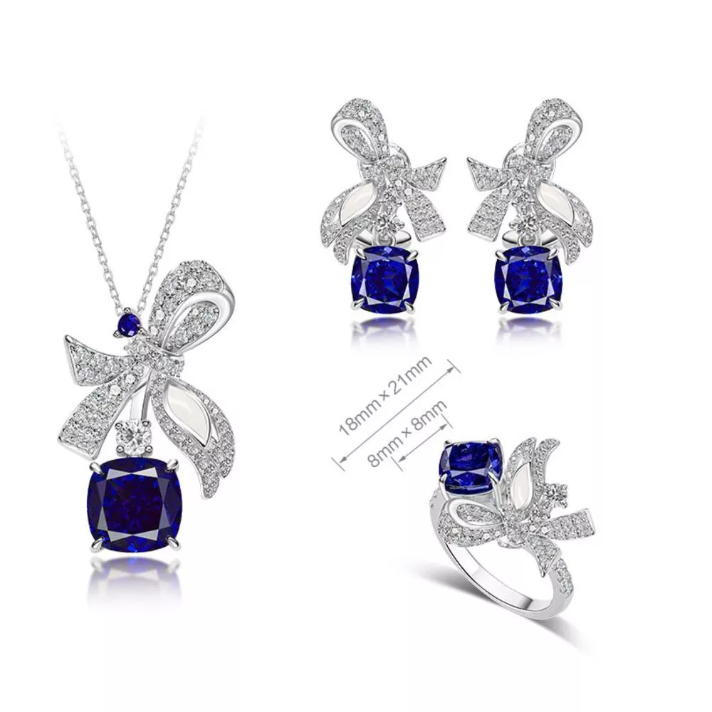 培育藍寶石 3.5克拉芙蕾雅套組 台北門市 客製化訂製白金 (藍寶石戒指 吊墜 耳環 矢車菊  皇家蘭 斯里蘭卡 )