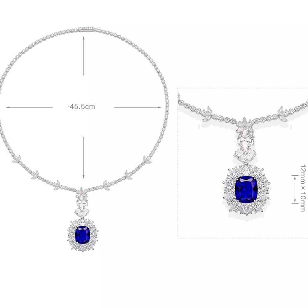 培育藍寶石 5克拉阿蒙涅特項鍊 台北門市 客製化訂製白金 (藍寶石項鍊 鑽鍊 吊墜 矢車菊  皇家蘭 斯里蘭卡 )