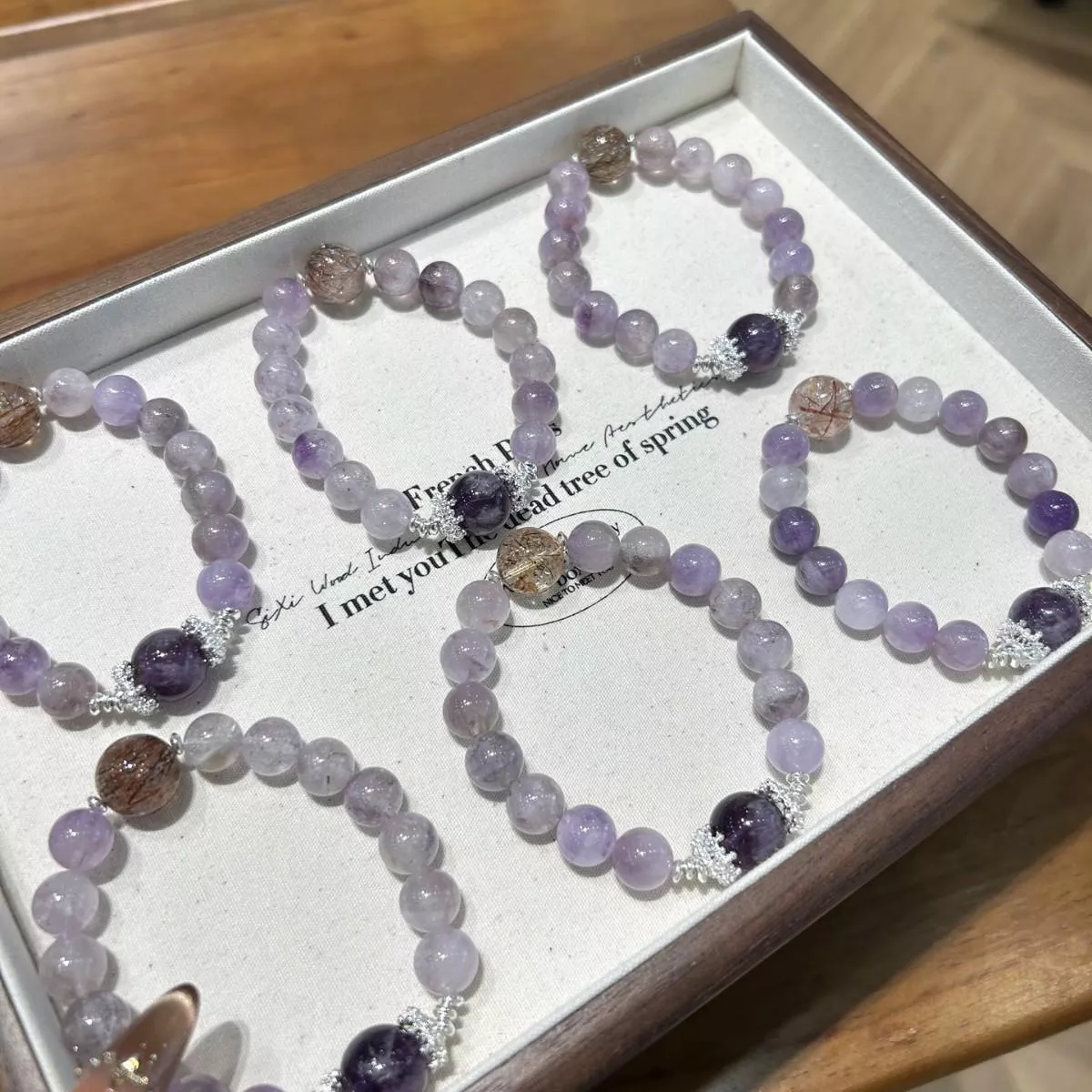 水晶手鍊 天然水晶 天然雪花羽毛 紫晶 黑金 超紫超七 客製化訂製 桃花 轉運 姻緣 招財