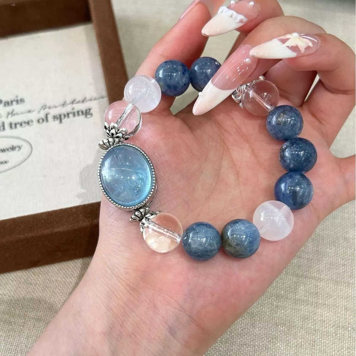 水晶手鍊 天然水晶 海藍寶 藍晶 客製化訂製 桃花 轉運 姻緣 招財