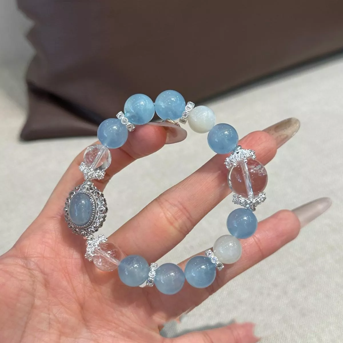 水晶手鍊 天然水晶 海藍寶 客製化訂製 桃花 轉運 姻緣 招財