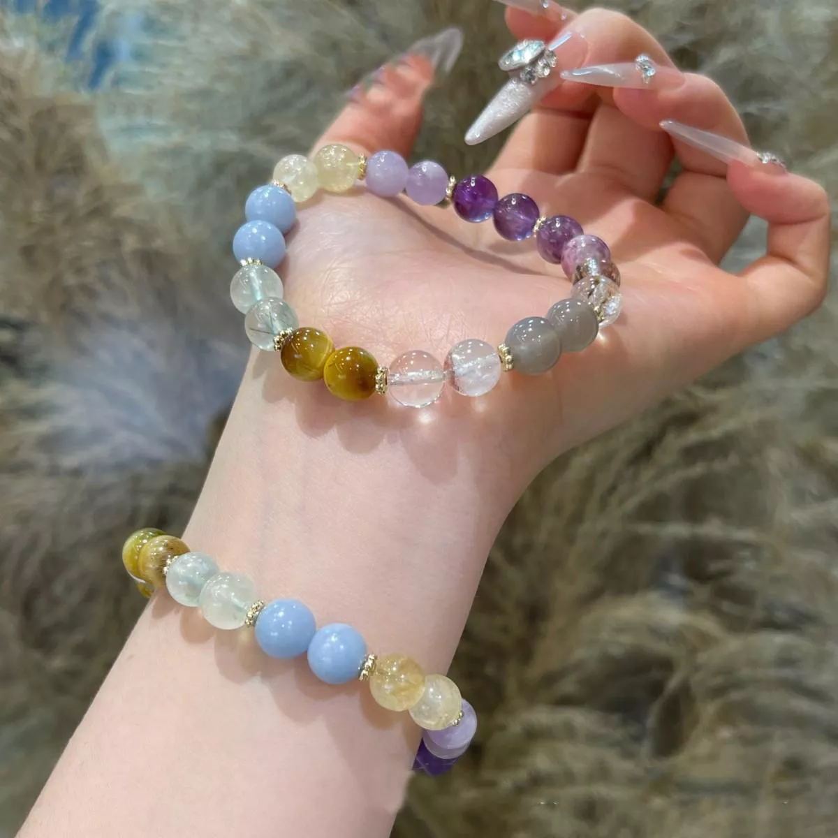 水晶手鍊 天然水晶 紫水晶 黃水晶 客製化訂製 桃花 轉運 姻緣 招財
