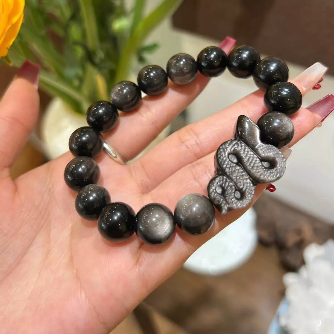 水晶手鍊 天然水晶 銀曜石 客製化訂製 桃花 轉運 姻緣 招財