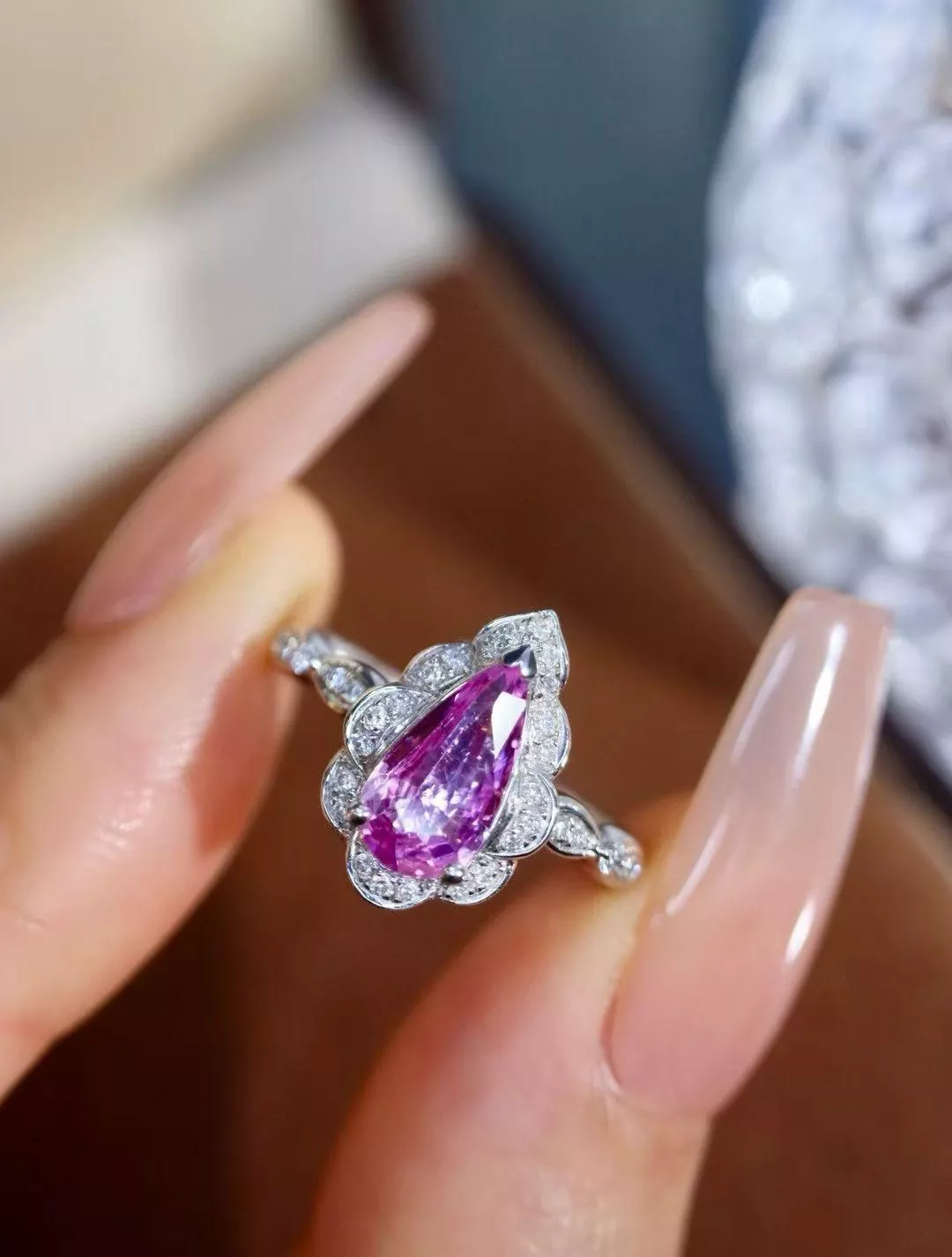 無燒帕帕拉恰戒指  1.09克拉 18k金配鑲 0.17克拉鑽石 台北門市 CG-741