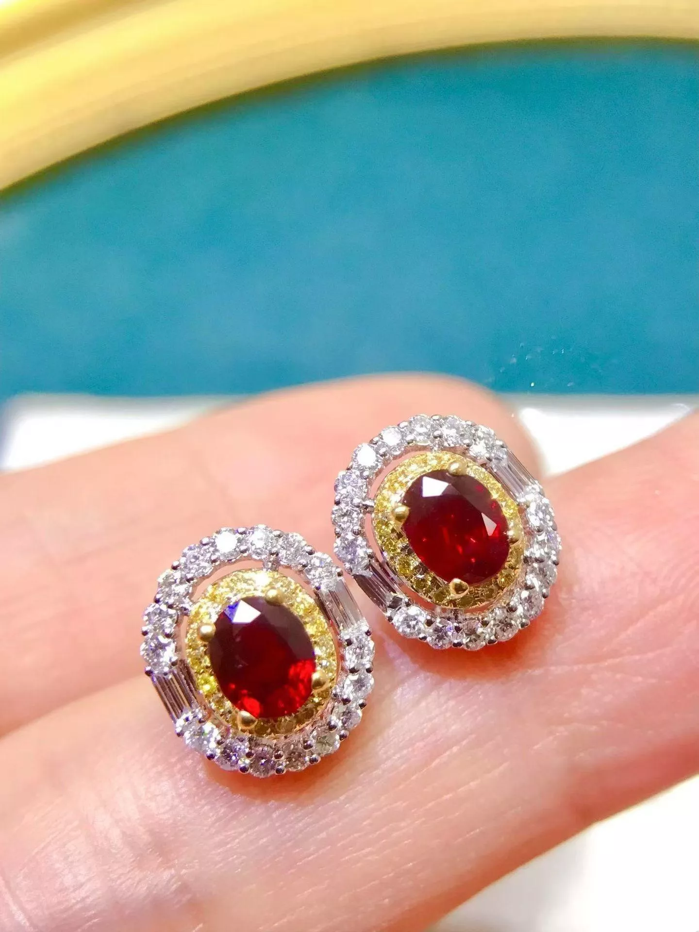 無燒紅寶石耳釘  1克拉 18k金配鑲 0.71克拉鑽石 台北門市 CG-747