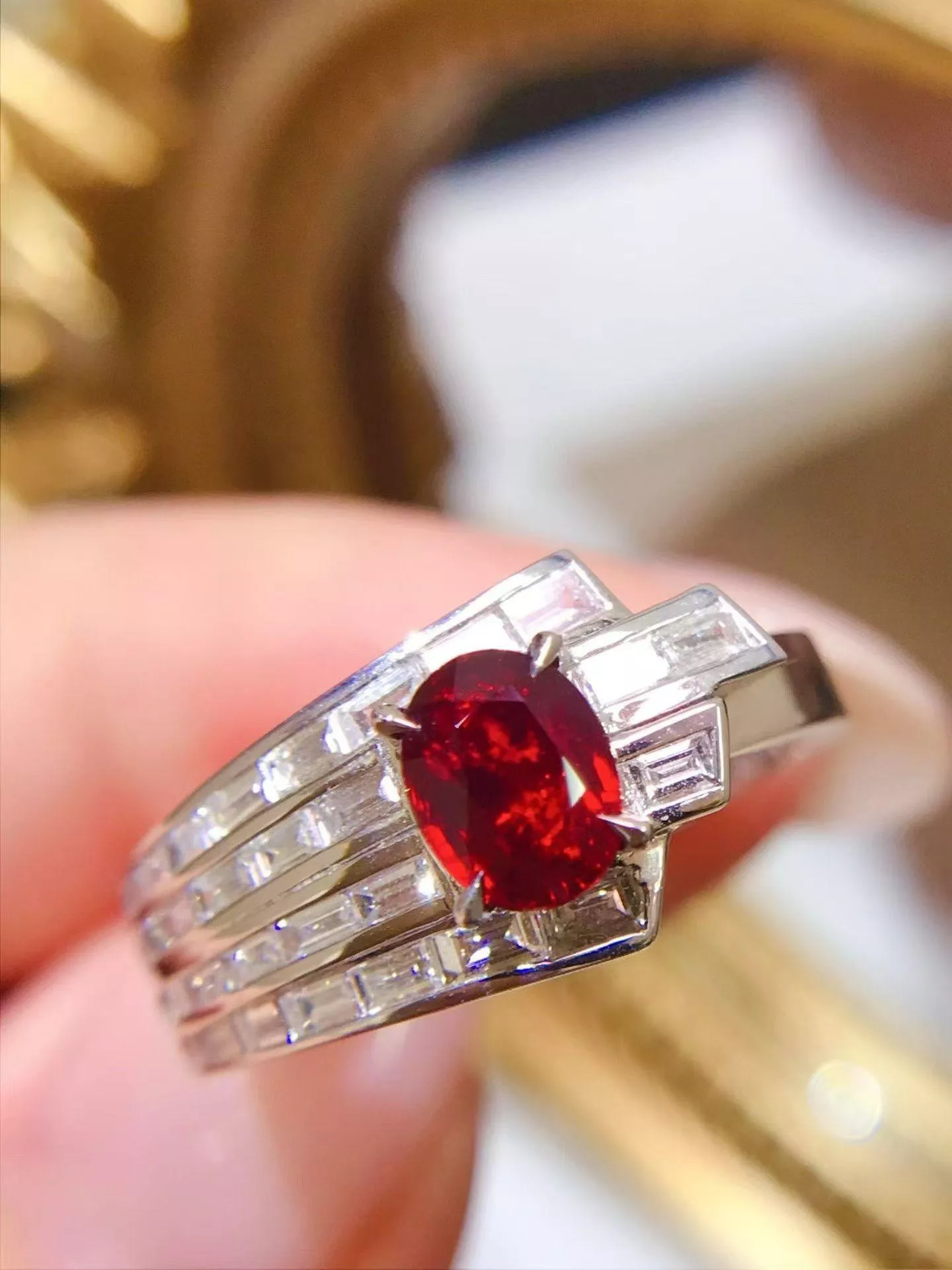 無燒紅寶石戒指 1.11克拉 18k金配鑲 0.69克拉鑽石 台北門市 CG-779