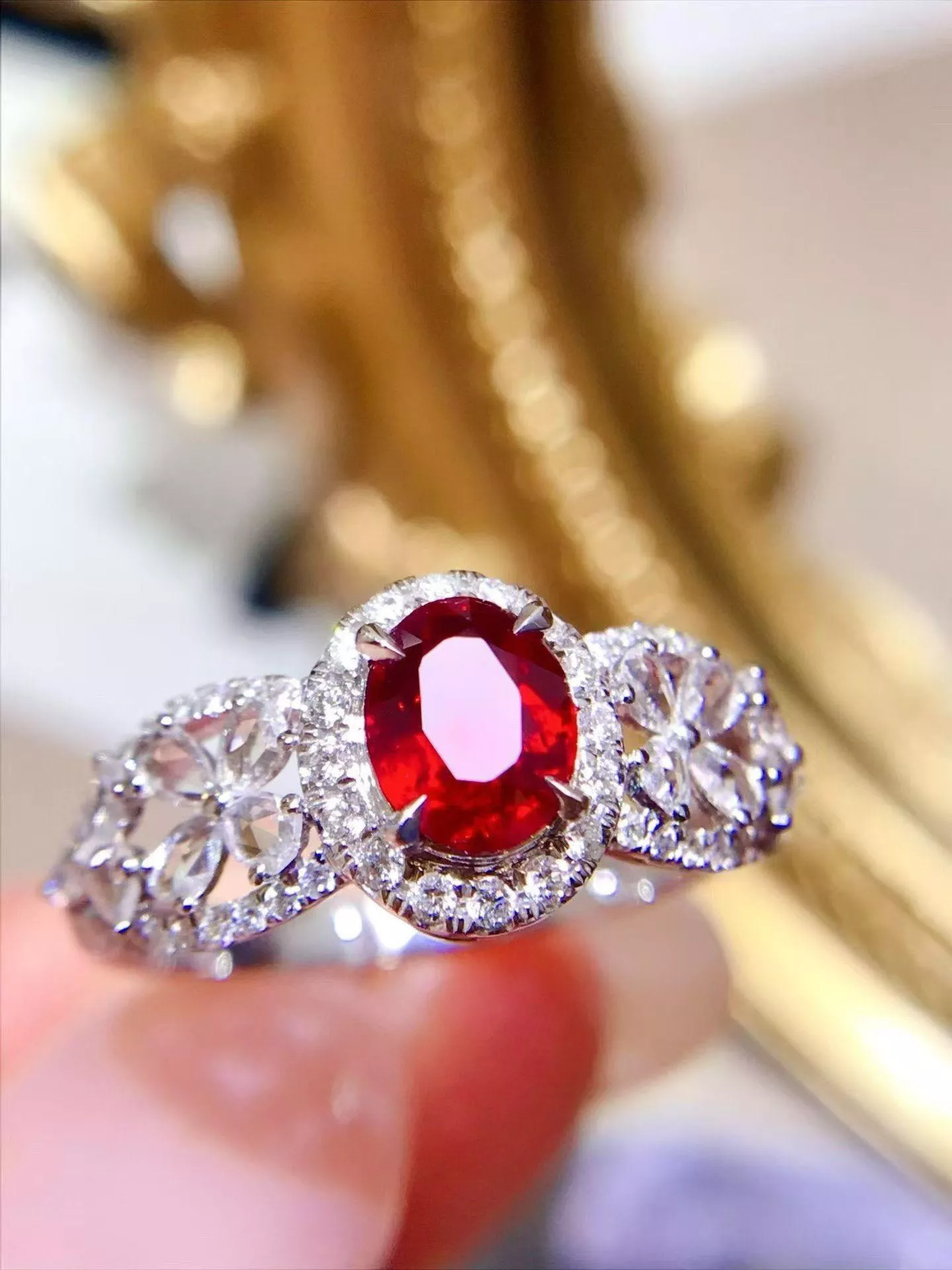 GUILD 吉爾德-無燒紅寶石戒指 1克拉 18k金配鑲 0.61克拉鑽石 台北門市 CG-781