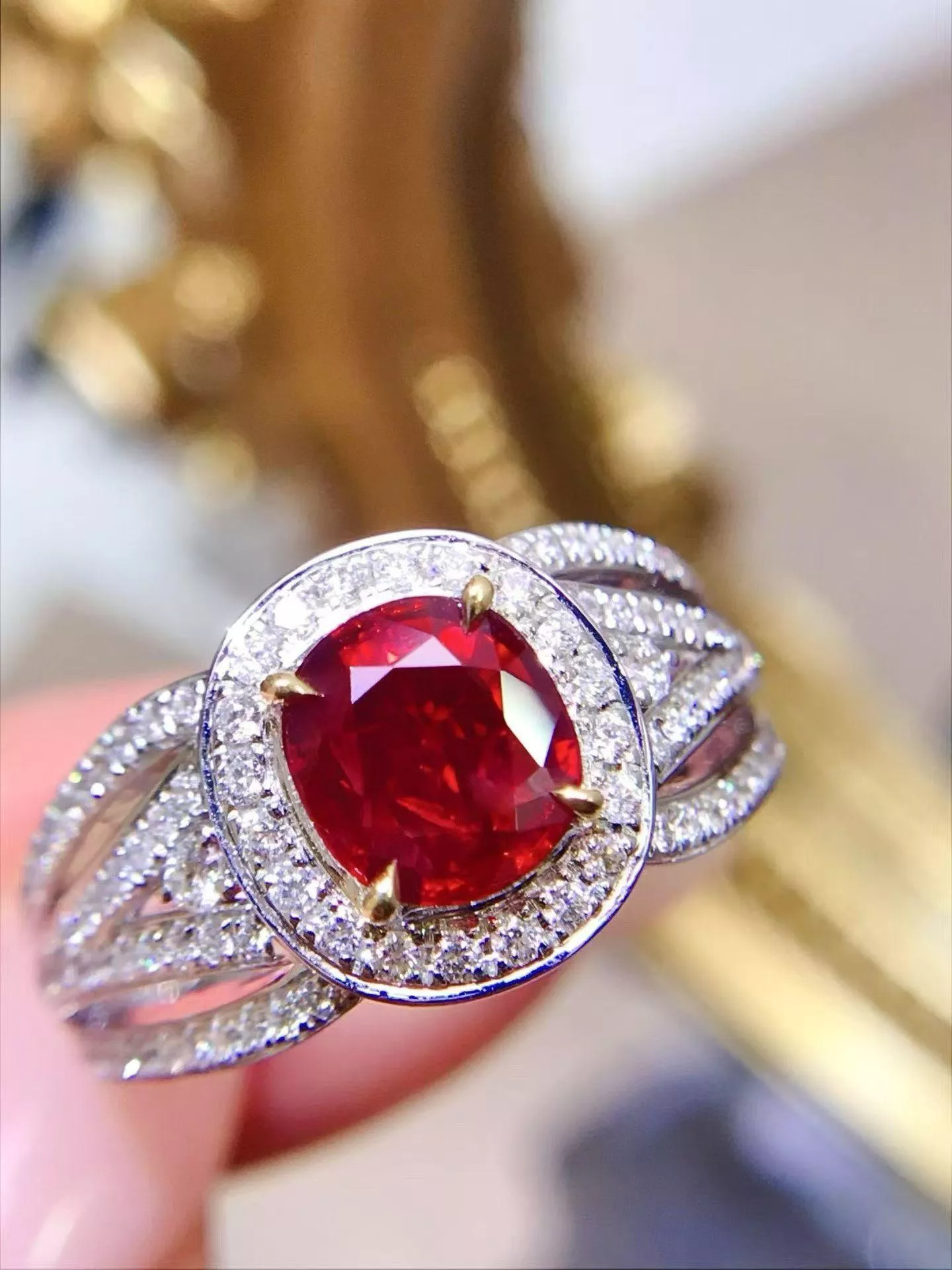 AIGS無燒紅寶石戒指   1.01克拉 18k金配鑲 0.56克拉鑽石 台北門市 CG-804