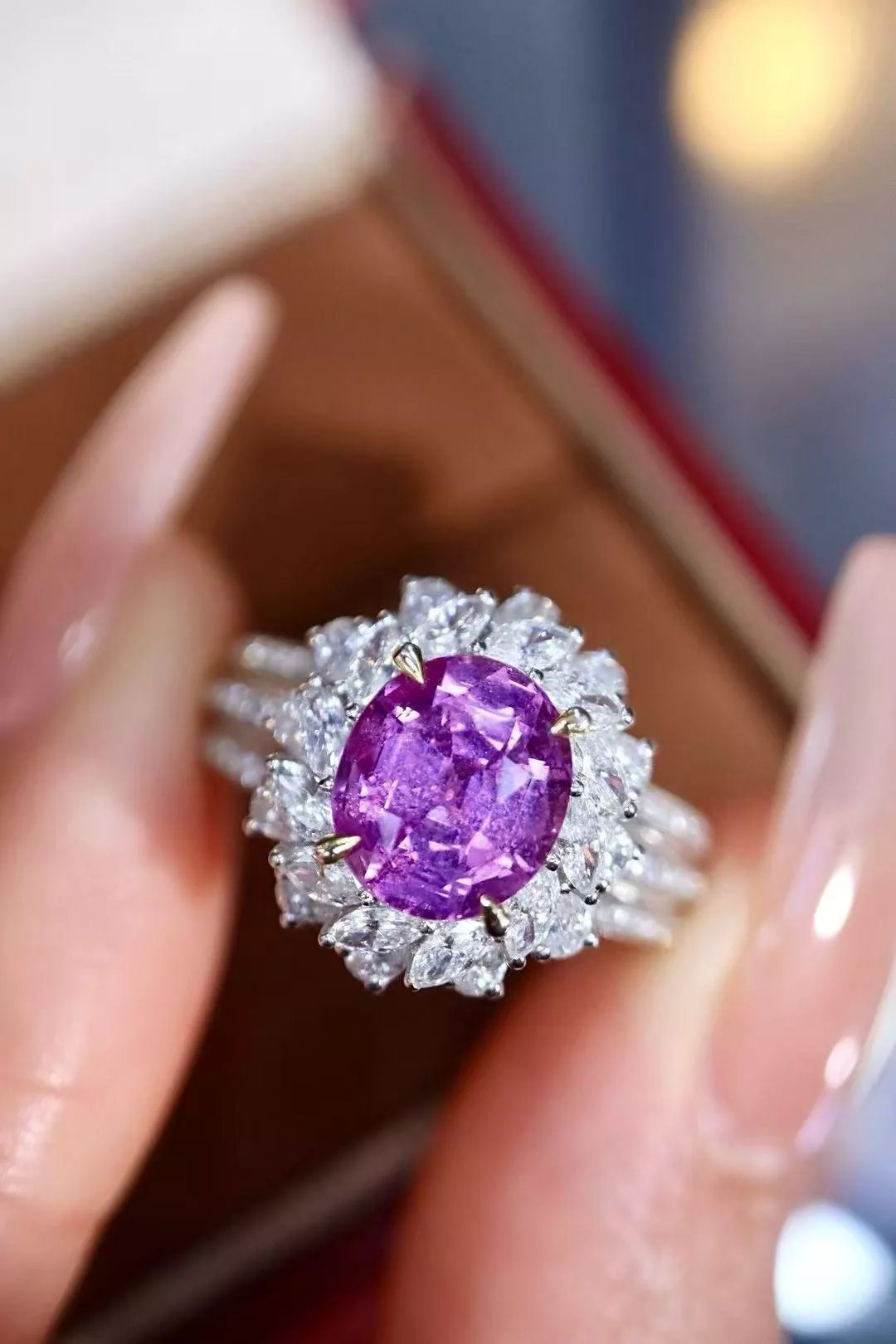 無燒粉藍寶石戒指  2.61克拉 18k金配鑲 1.125克拉鑽石 台北門市 CG-809