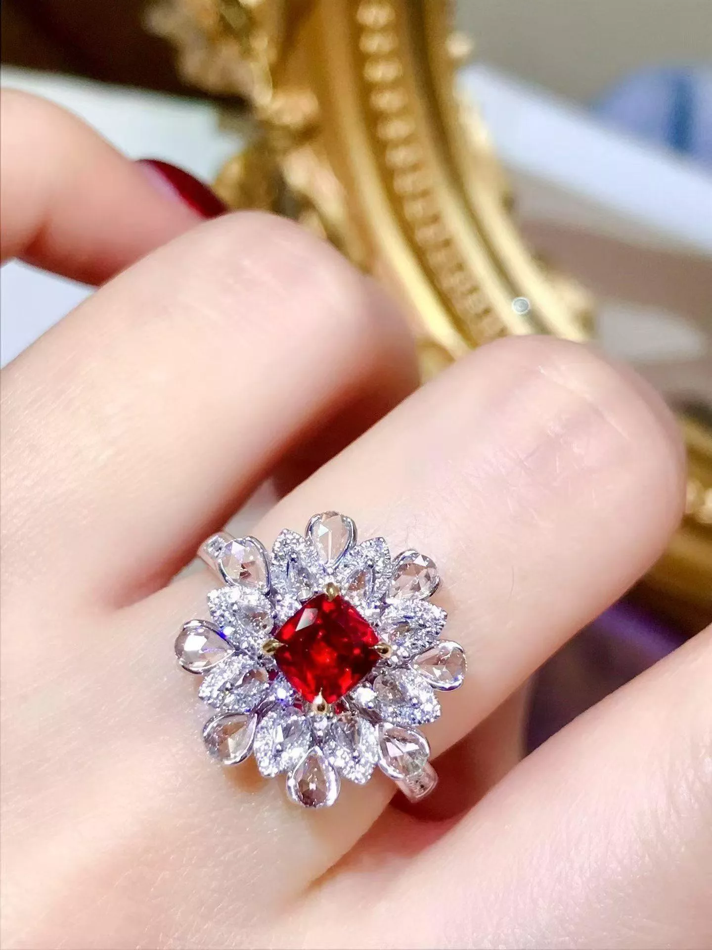 無燒紅寶石戒指吊墜兩用款（不含項鍊）1.08克拉 18k金配鑲 0.61克拉鑽石 台北門市 CG-828