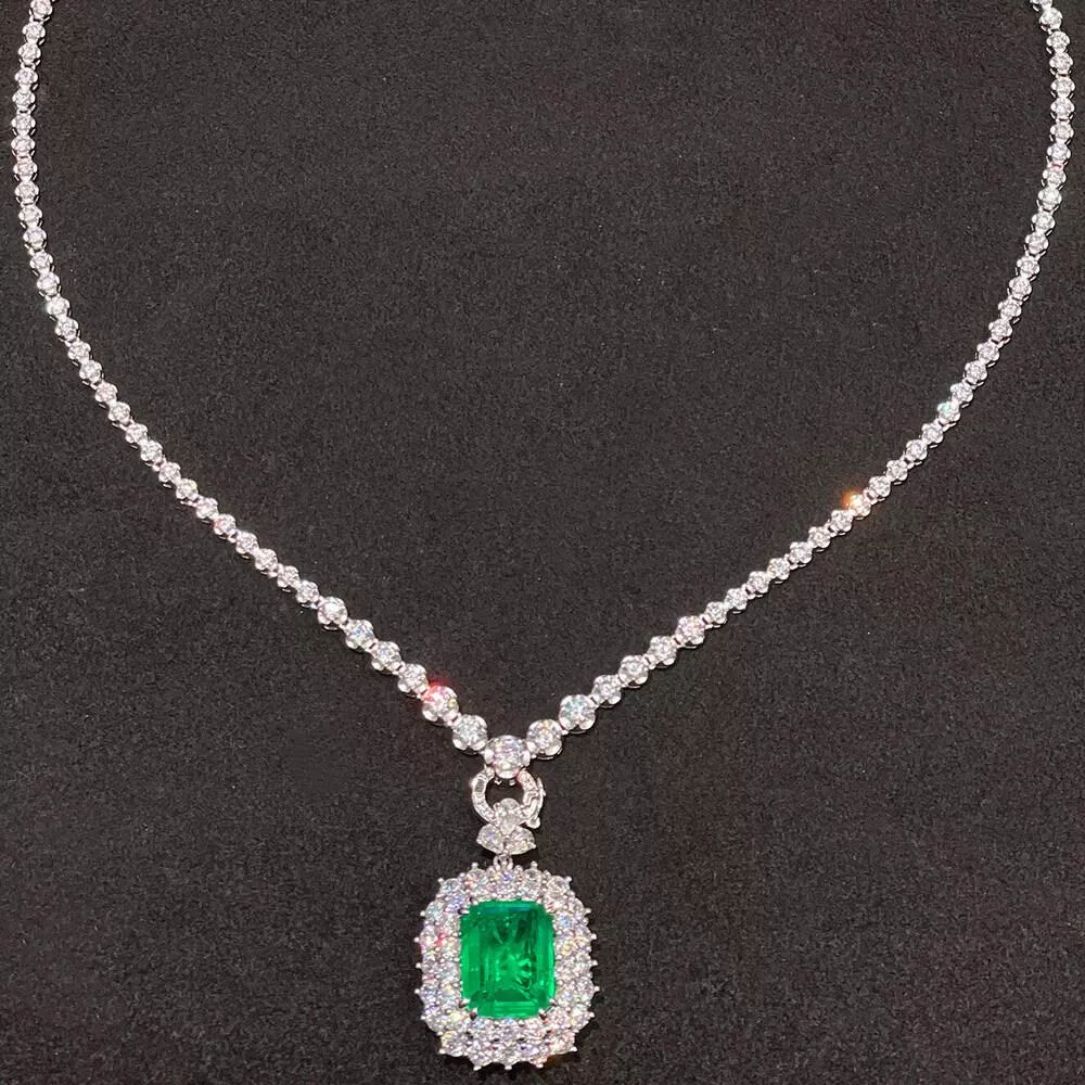 人工祖母綠 布洛杜赫項鍊 台北門市 客製化訂製白金 (祖母綠項鍊 沃頓綠 木佐綠 哥倫比亞 )