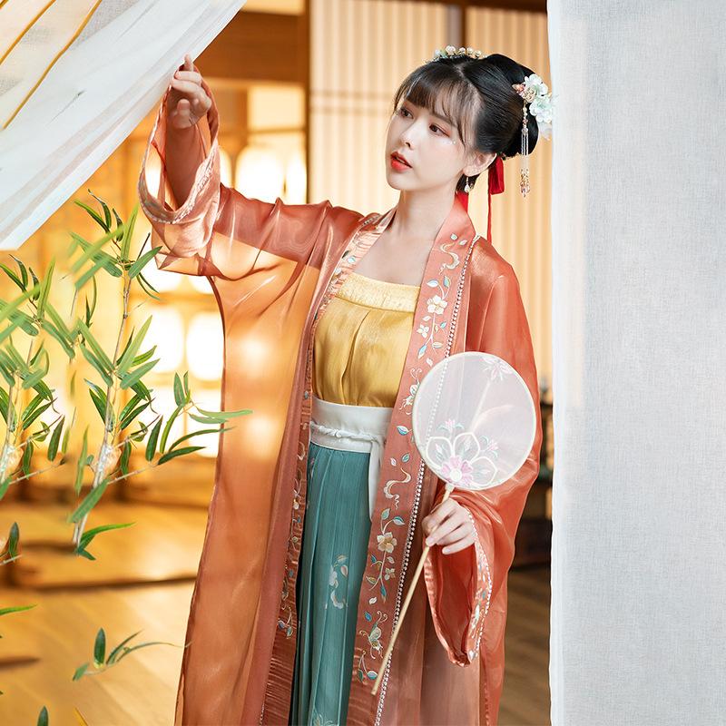 【金釵鬥．紅】宋制一片式齊腰裙漢服 茗伶尚品夏末原創