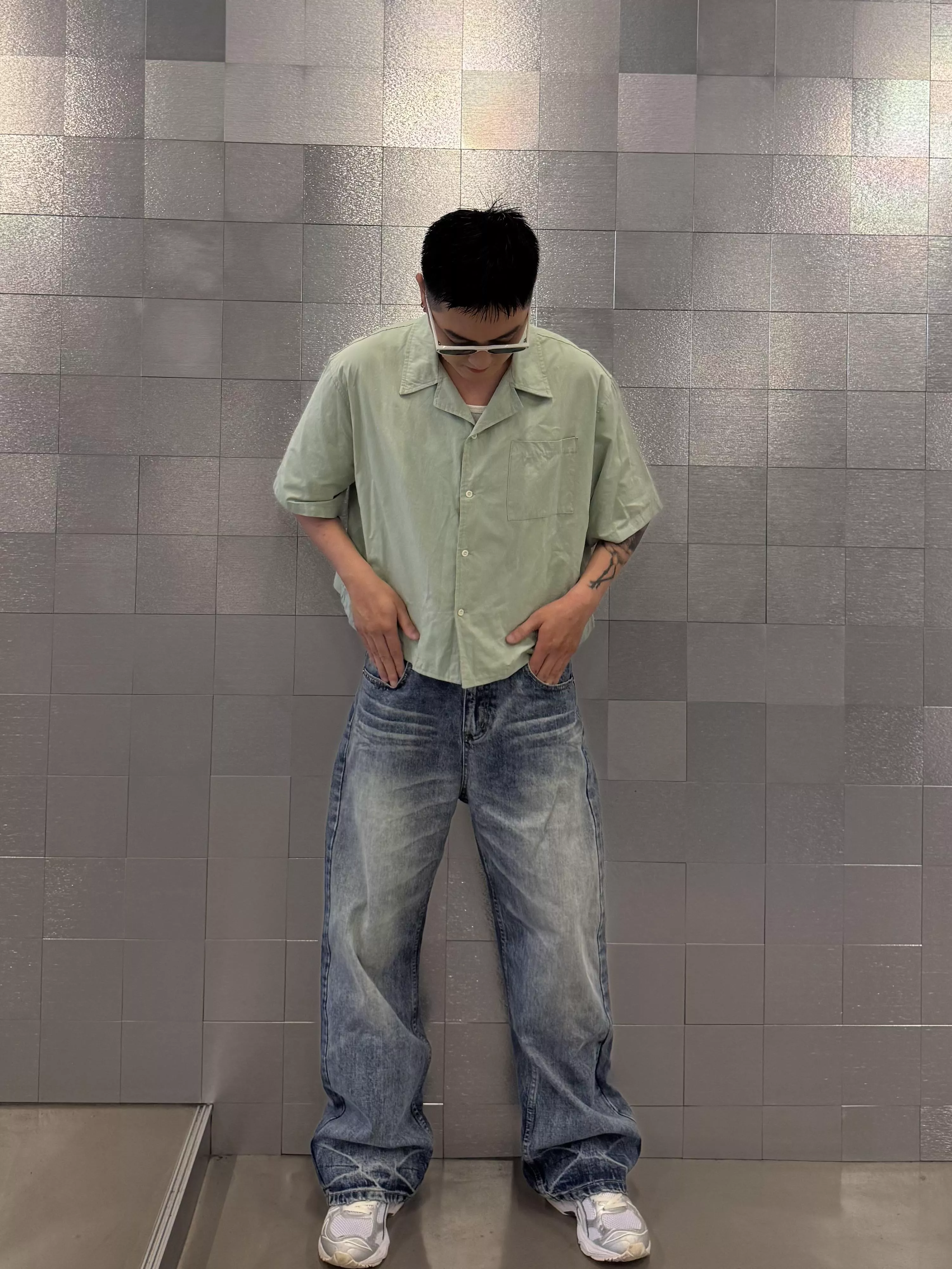 棉料短版古巴襯衫（薄荷）