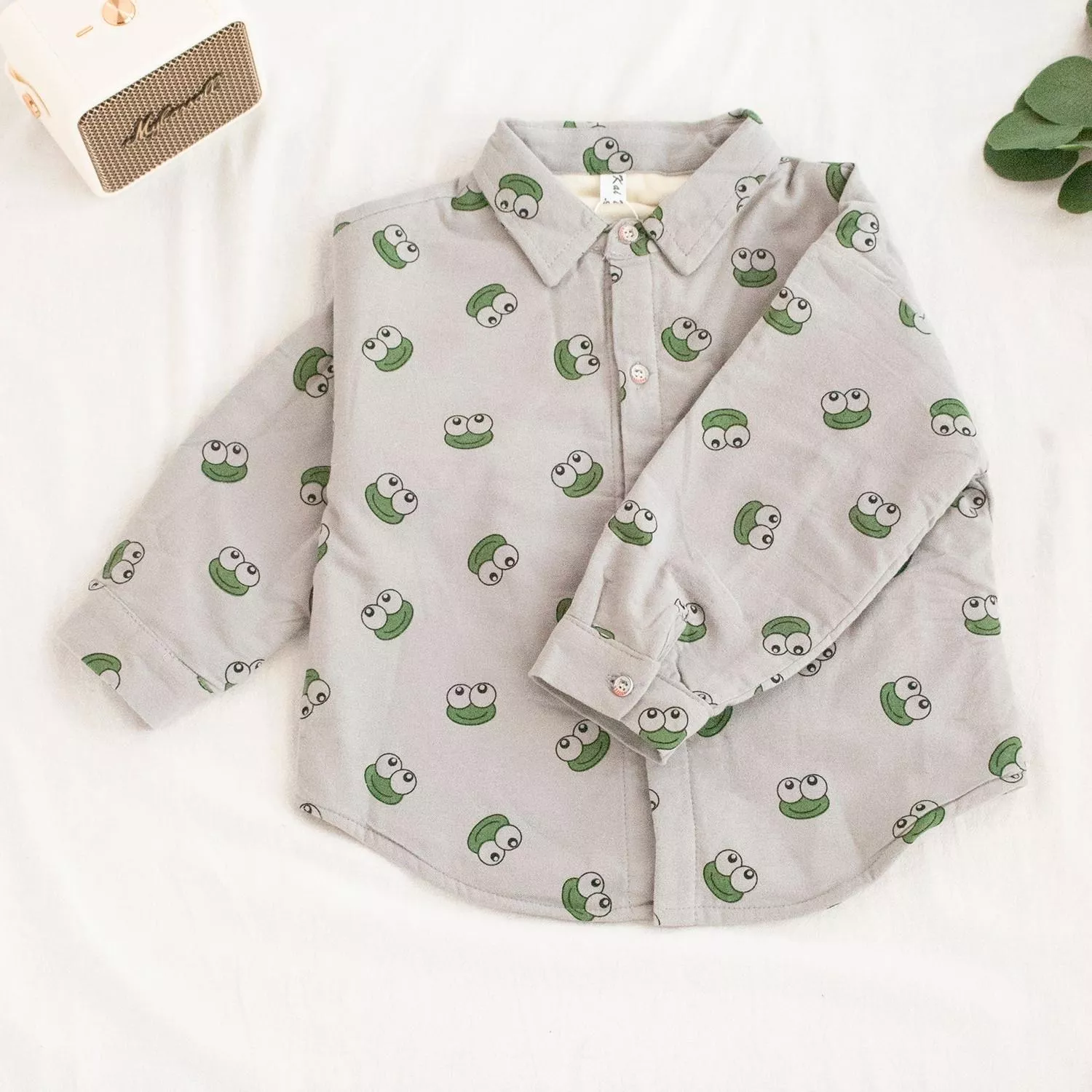 青蛙加絨襯衫外套(灰)