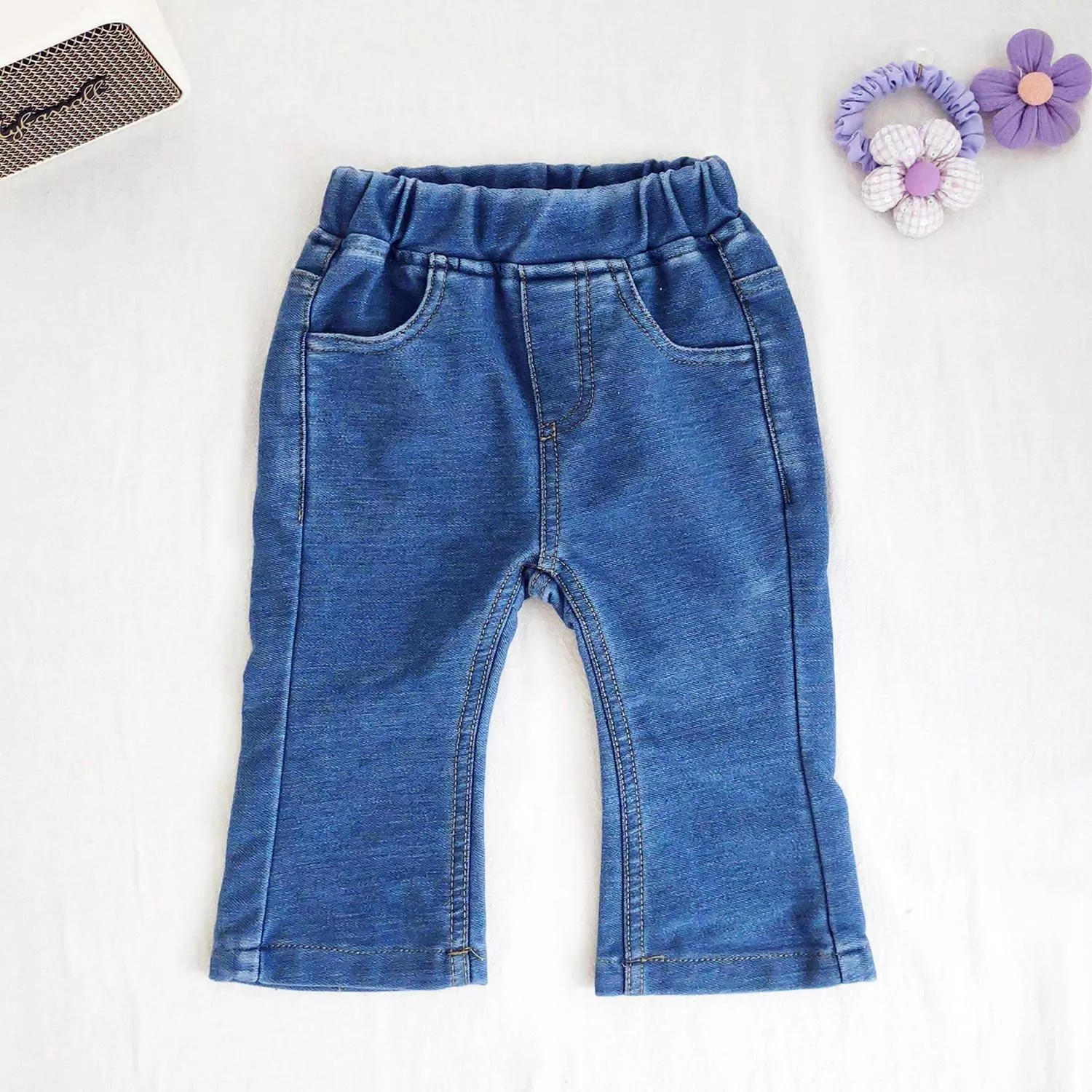 微彈小喇叭牛仔褲(淺藍)