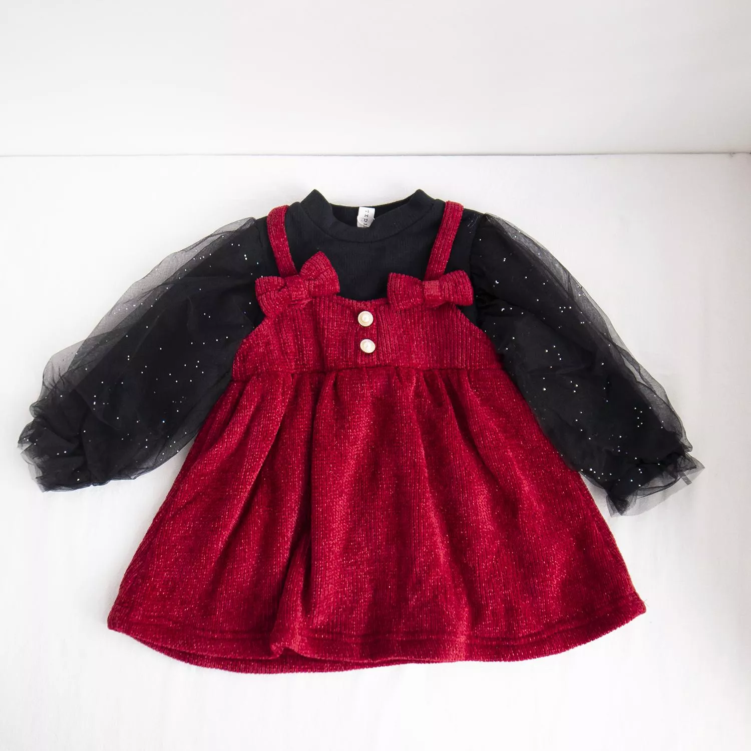 華麗澎袖蝴蝶結洋裝(黑)