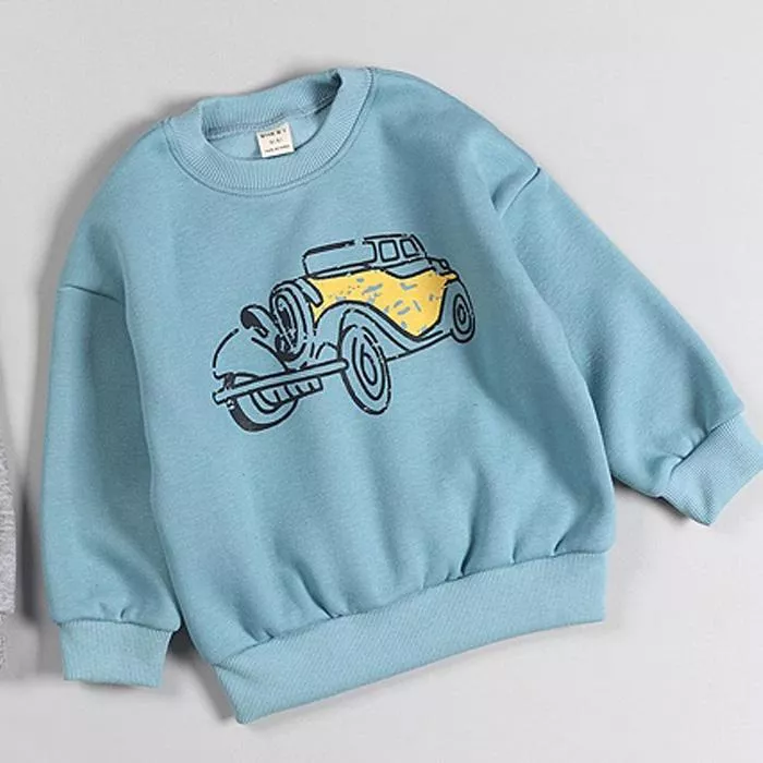 🇰🇷 汽車刷毛長袖上衣(藍)