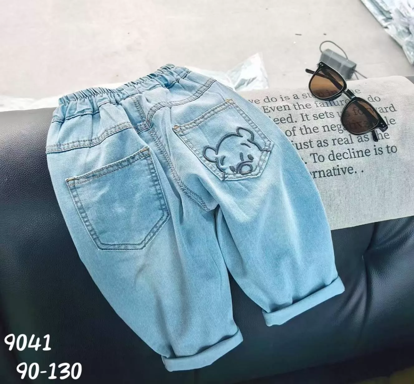 可愛卡通牛仔長褲
