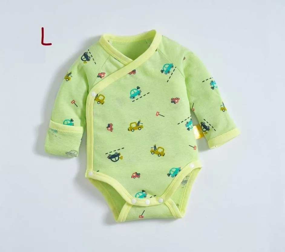 小汽車竹節護手長袖包屁衣