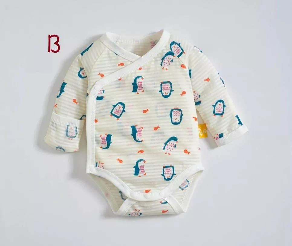 企鵝竹節護手長袖包屁衣