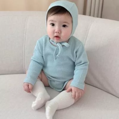 🇰🇷 BBABBA 華夫格包屁衣-附帽子