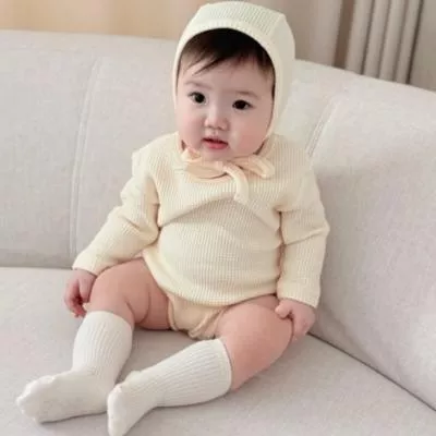 🇰🇷 BBABBA 華夫格包屁衣-附帽子