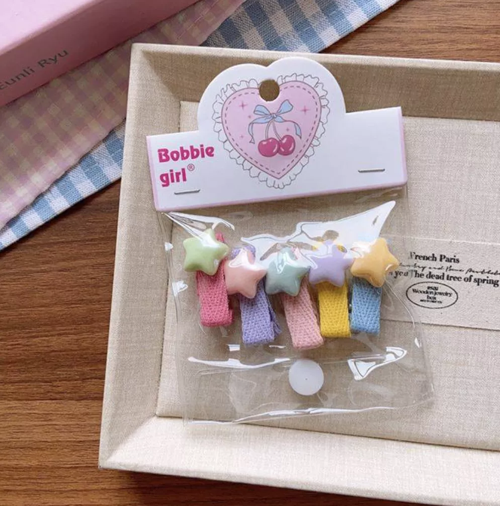 星星緞帶髮夾-10入