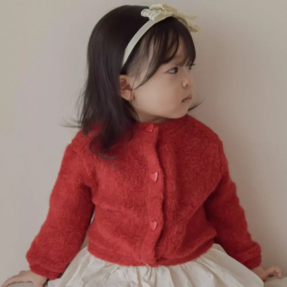 🇰🇷{GURU}-柔軟毛絨愛心鈕釦外套