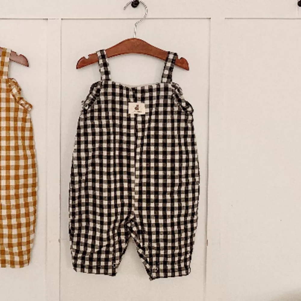 🇰🇷格子吊帶褲