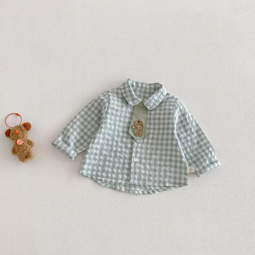 綠格小熊襯衫