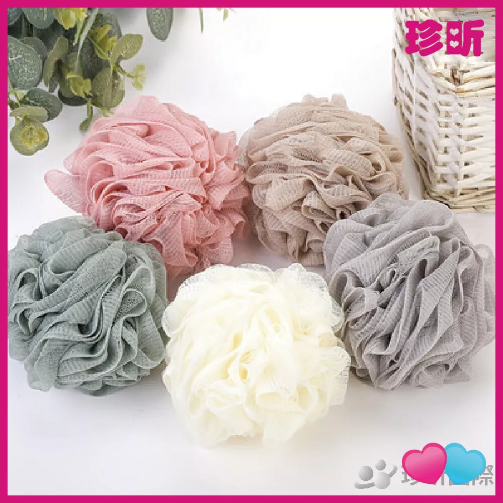 JS LIFE【珍昕】典雅素色可掛沐浴球 大號50g 顏色隨機 沐浴球 浴球 浴花