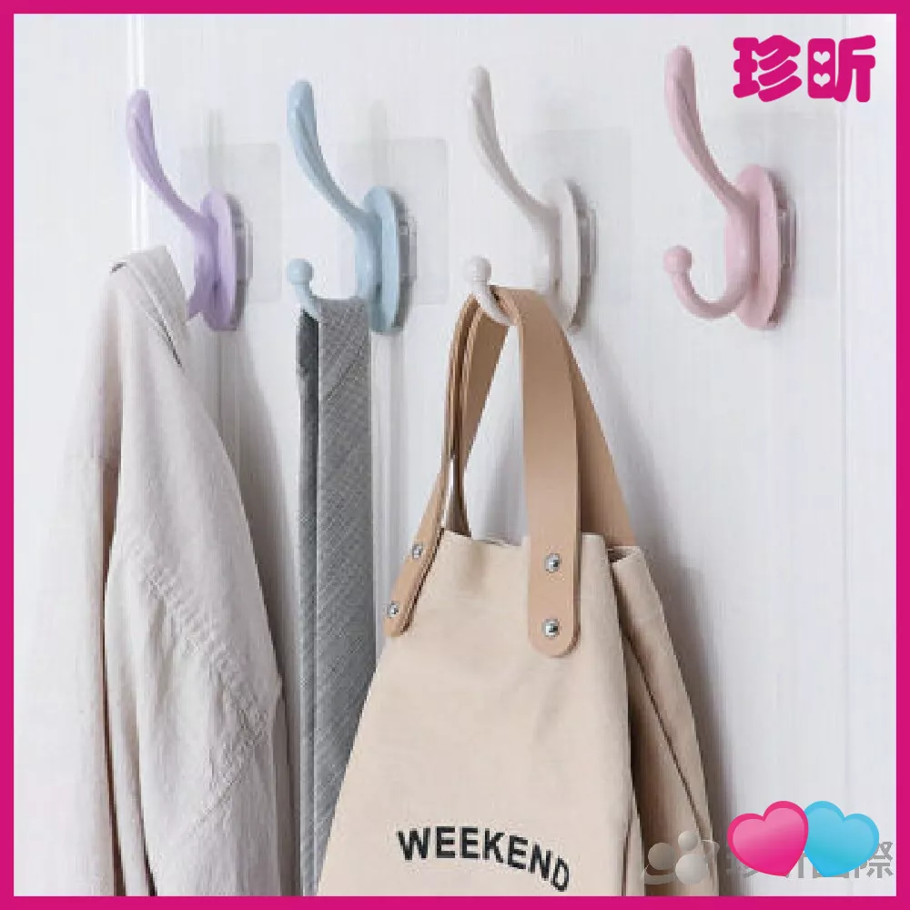 JS LIFE【珍昕】北歐風免打孔壁掛式無痕掛鉤 顏色隨機 約3 12.5cm 無痕掛勾 衣物掛勾 廚浴收納