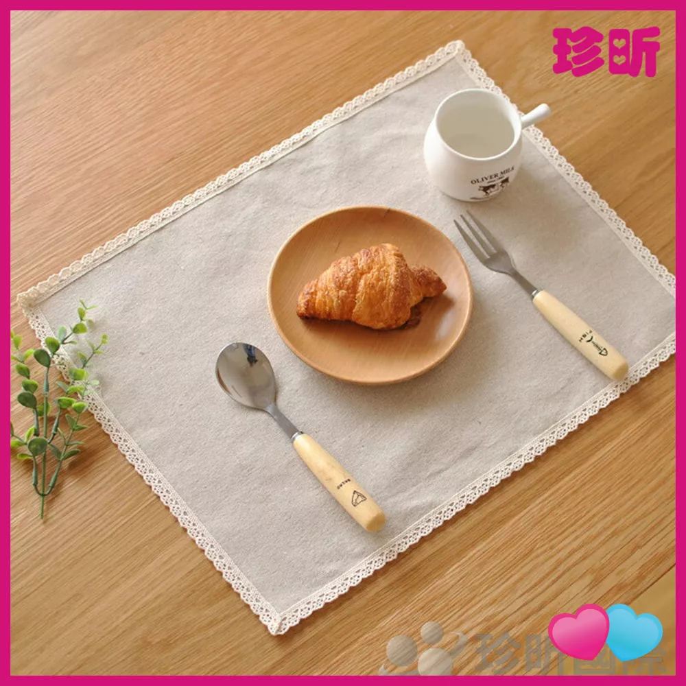 JS LIFE【珍昕】簡約素雅日式棉麻布桌墊 約長40 寬30cm 餐墊 桌墊 杯墊 西餐墊