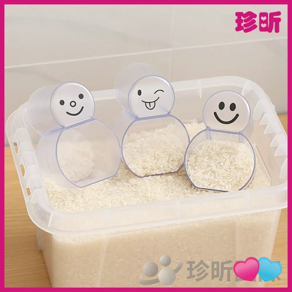 JS LIFE【珍昕】多功能可愛表情量勺量米杯 款式隨機 長約10.5 寬約7.3 高約6cm 量勺 量米杯 量杯 計量杯