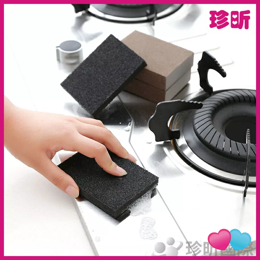JS LIFE【珍昕】強效 金鋼砂除垢菜瓜布 約長10 寬7cm 2款可選 厚款 薄款 爐具專用 鋼絨 焦炭 炭垢