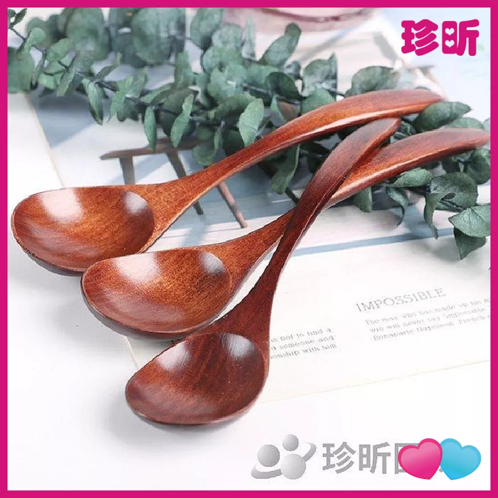JS LIFE【珍昕】彎柄木質小湯勺 長約18cm 寬約4.5cm 木勺 湯勺 小湯勺