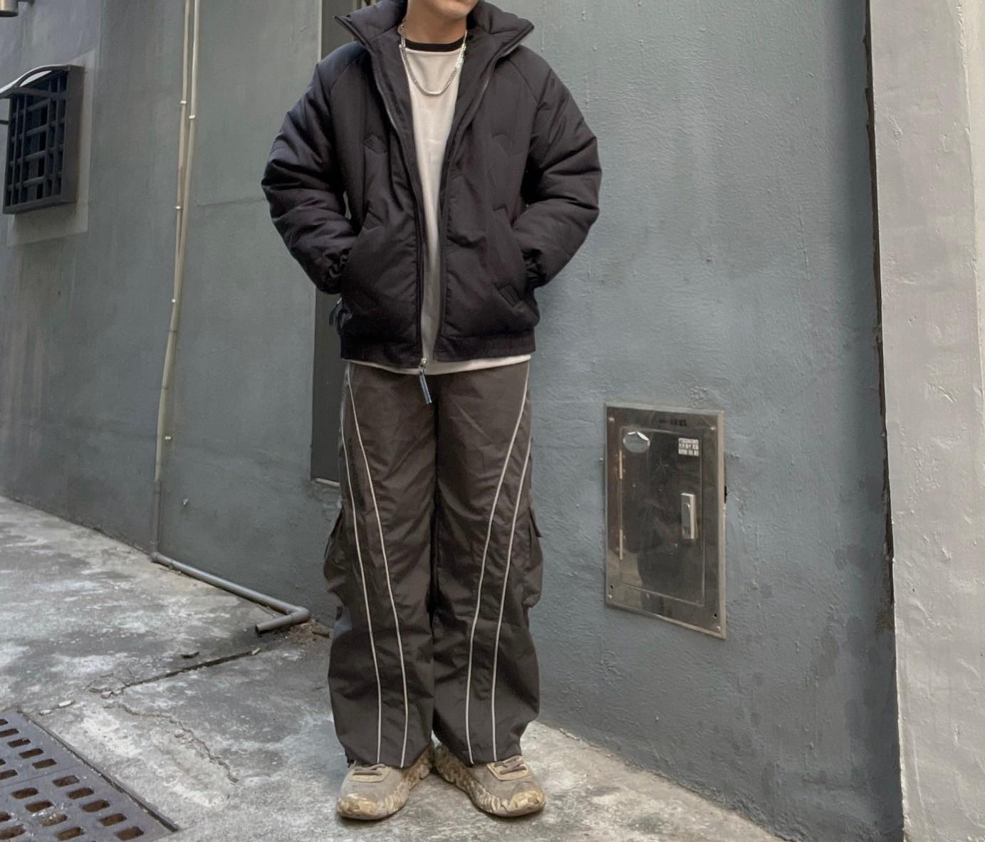 運動線條美式鬆緊寬褲