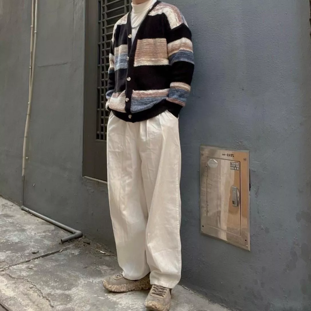 秋冬條紋開衫毛衣外套