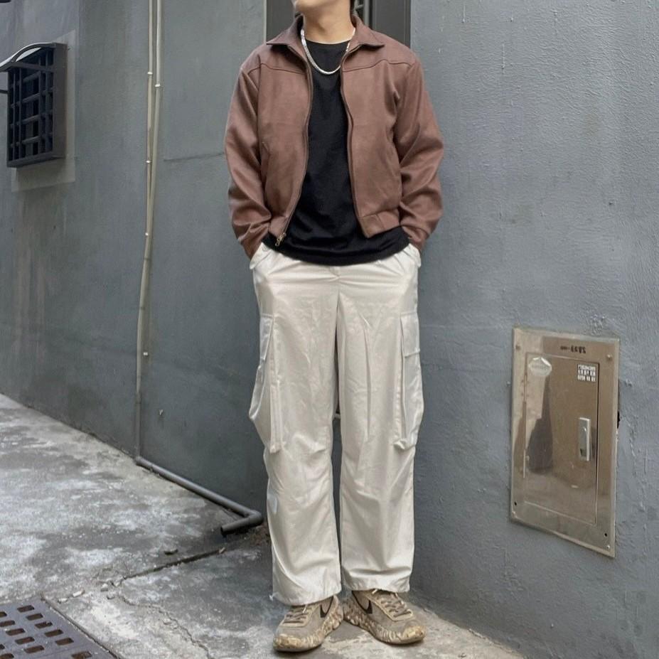 麂皮美式復古外套+美式塗鴉牛仔褲