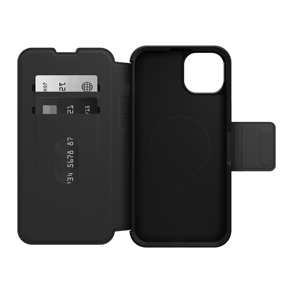 【OtterBox】OtterBox  iPhone 15 Plus 6.7吋 Strada 步道者系列真皮掀蓋保護殼-黑(支援MagSafe)