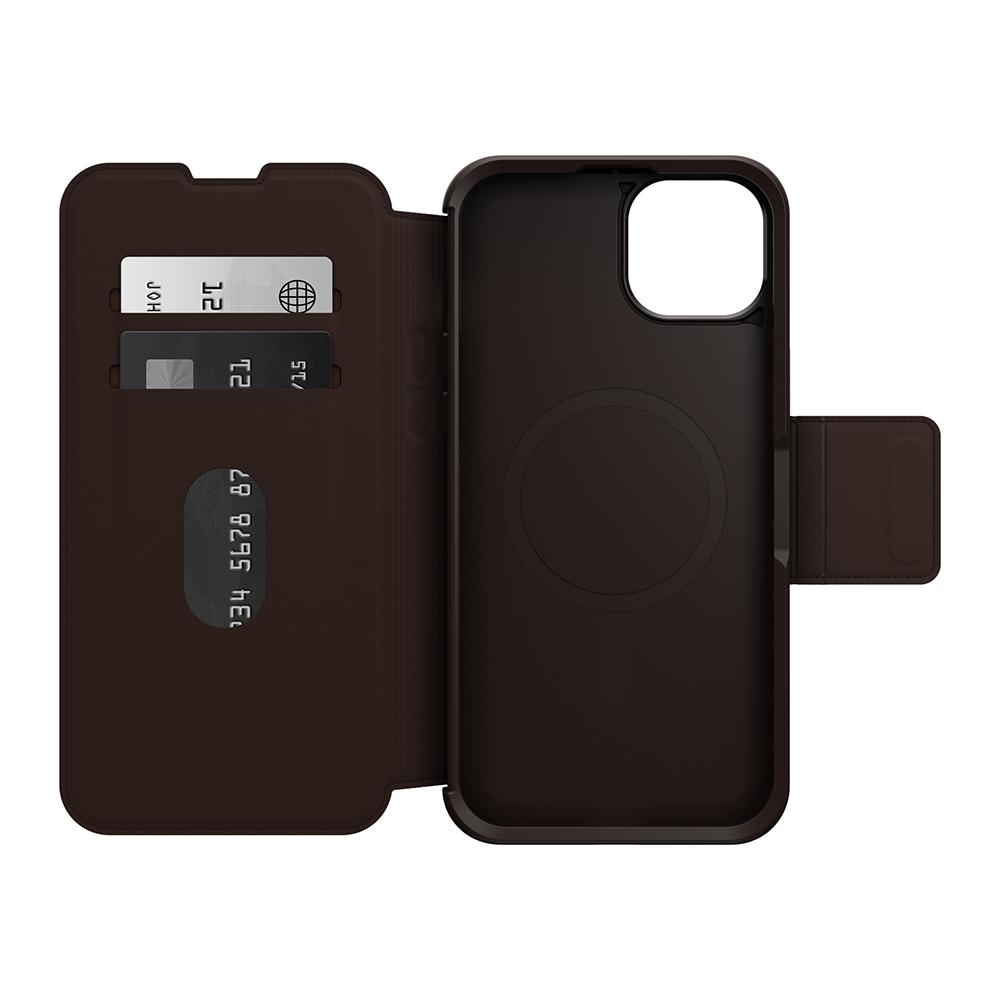 【OtterBox】OtterBox  iPhone 15 Plus 6.7吋 Strada 步道者系列真皮掀蓋保護殼-棕(支援MagSafe)