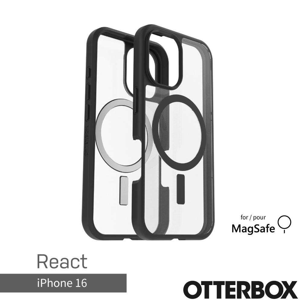 【OtterBox】iPhone 16 6.1吋 React 輕透防摔殼-黑透(支援MagSafe)