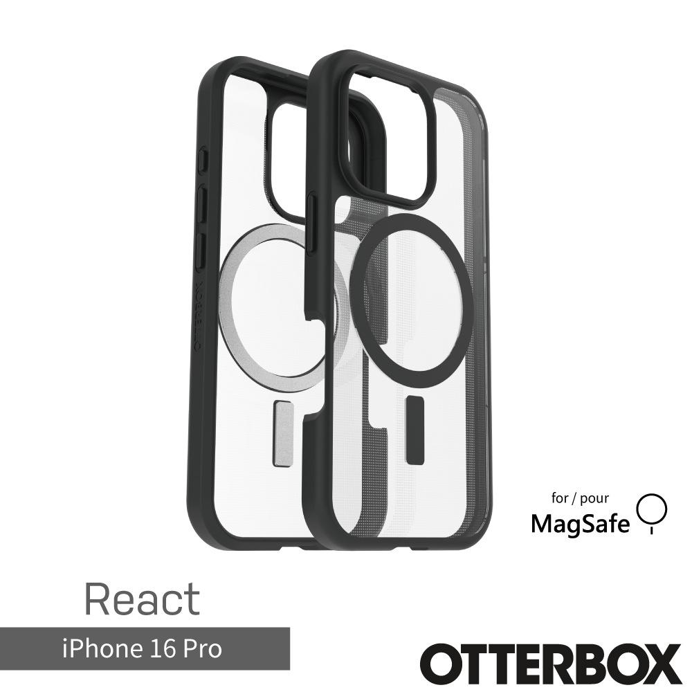 【OtterBox】iPhone 16 Pro 6.3吋 React 輕透防摔殼-黑透(支援MagSafe)