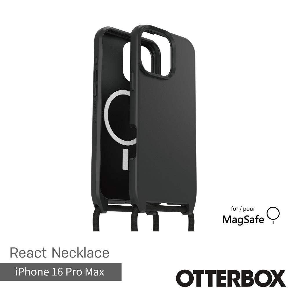 【OtterBox】iPhone 16 Pro Max 6.9吋 ReactNecklace 簡約掛繩輕透防摔殼-黑(支援MagSafe)