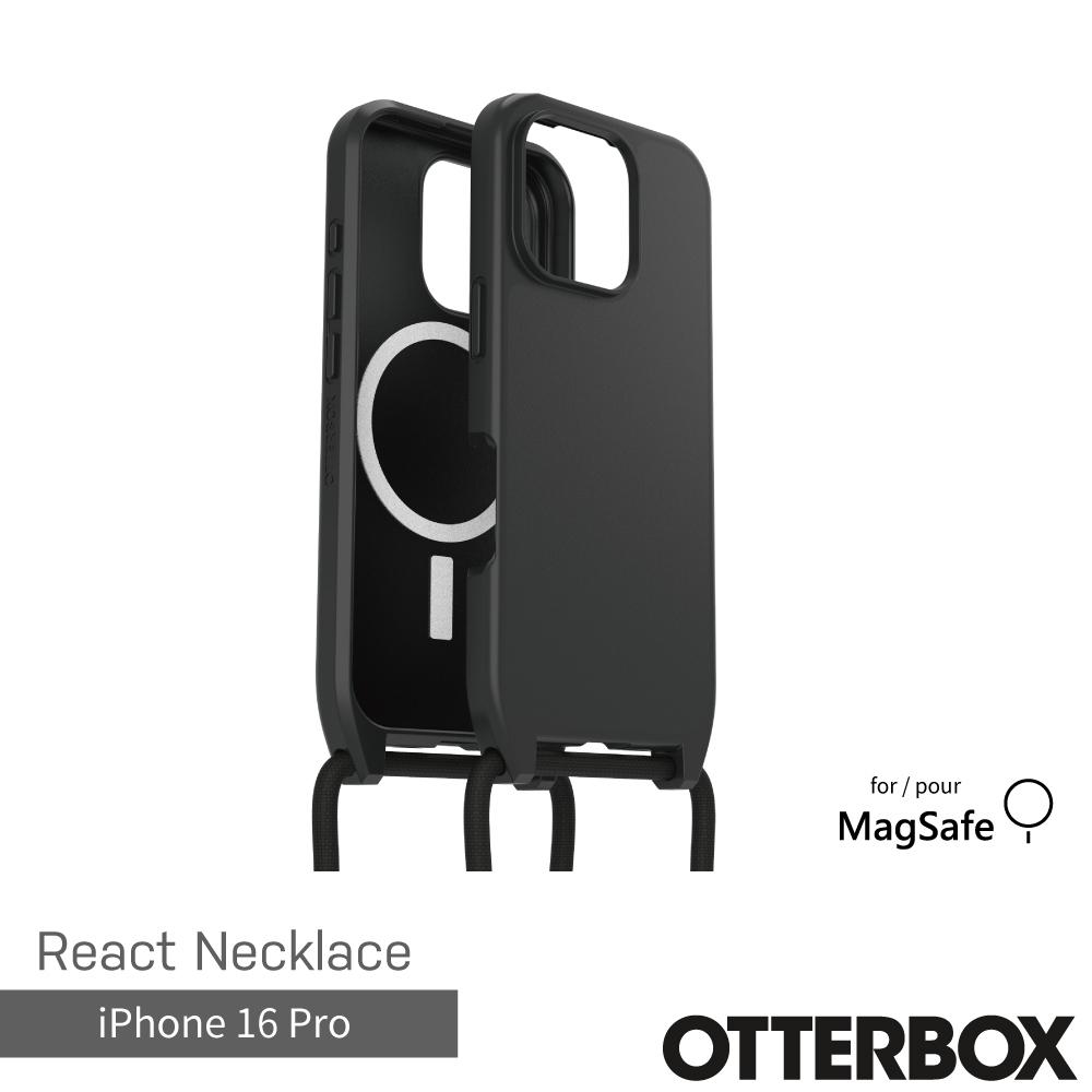 【OtterBox】iPhone 16 Pro 6.3吋 ReactNecklace 簡約掛繩輕透防摔殼-黑(支援MagSafe)