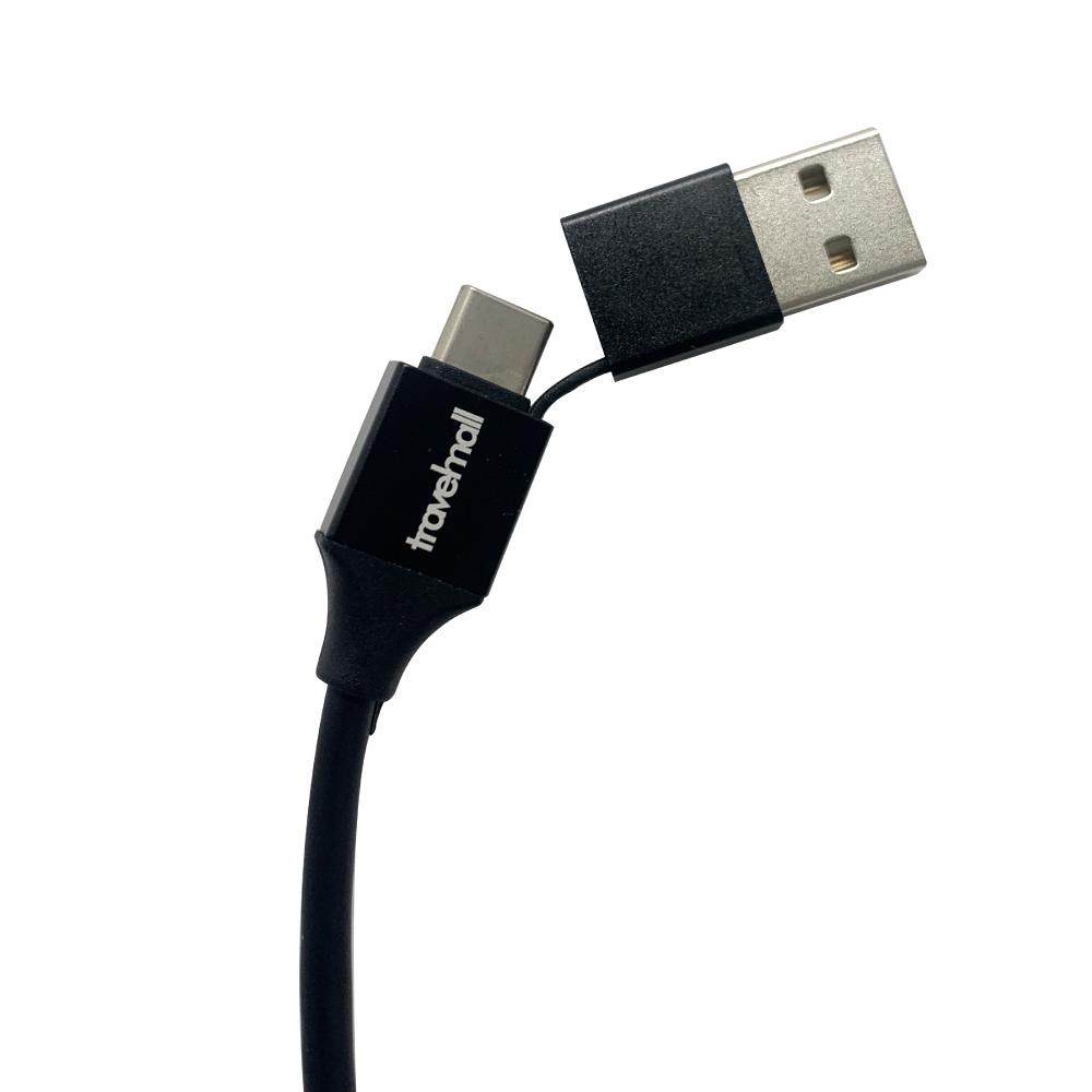 Travelmall 5IN1 Type-C / USB-A 1M 環保再生數據/快充線-Lightning, Micro-USB &USB-C cable-金