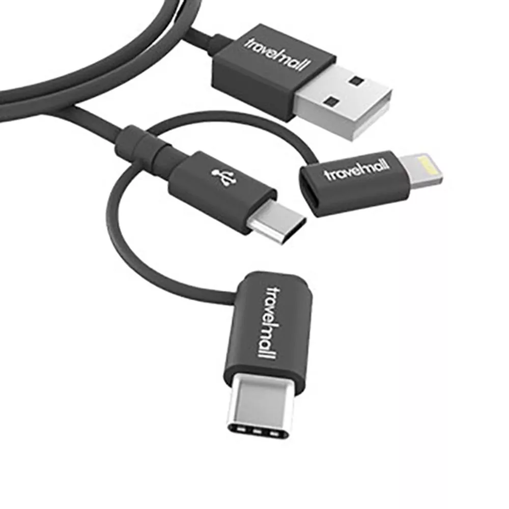 Travelmall 5IN1 Type-C / USB-A 1M 數據/快充線-Lightning, Micro-USB &amp; USB-C cable-黑