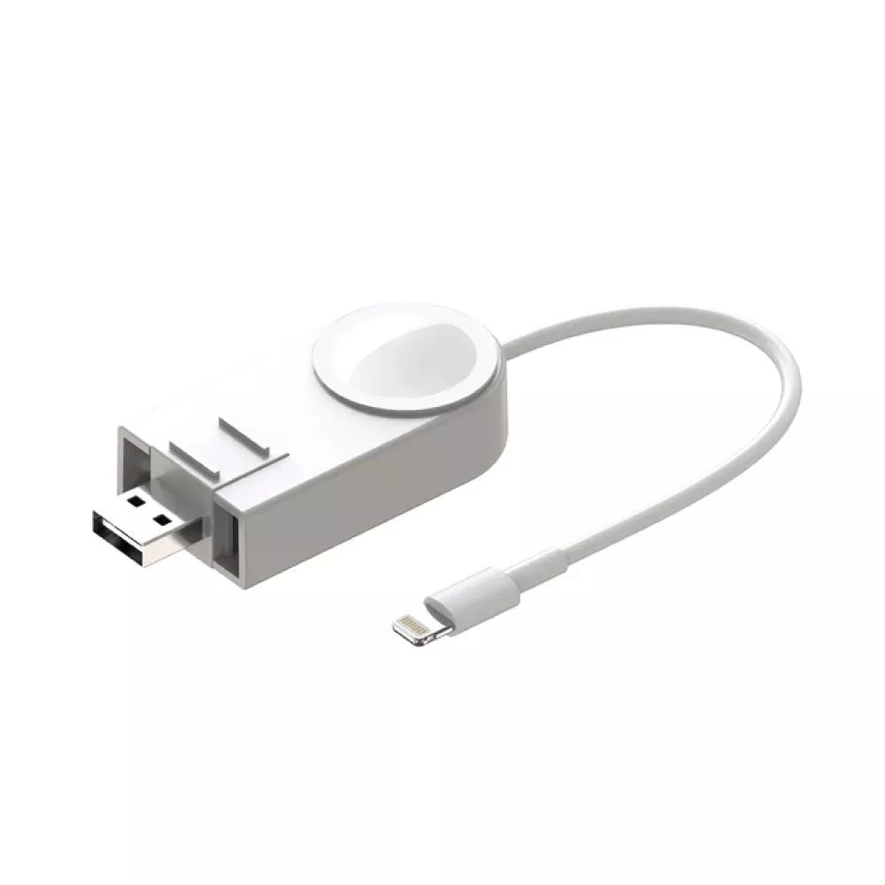 TravelMall 2in1 Lightning 數據/傳輸線+Apple Watch 磁吸充電-白