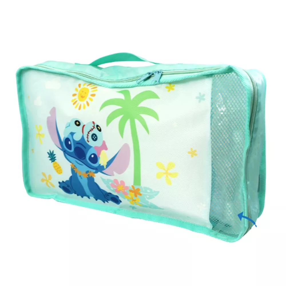 EverWin 迪士尼正版授權_史迪奇+醜丫頭旅行收納袋  (綠) S