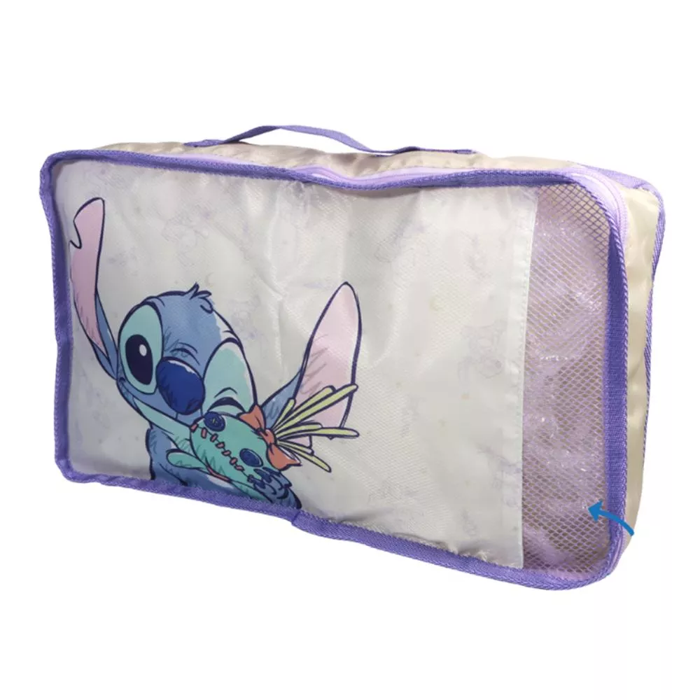 EverWin 迪士尼正版授權_史迪奇+醜ㄚ頭旅行收納袋 (紫)  S